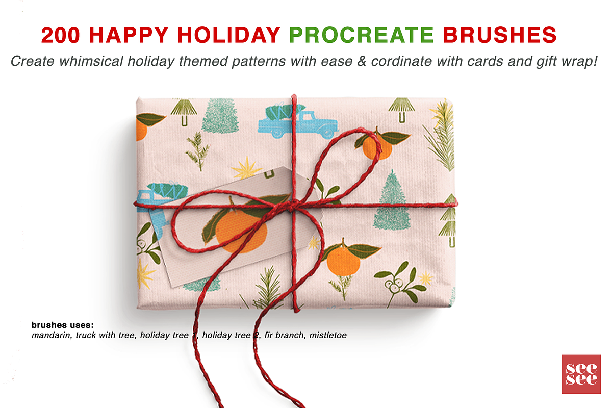 200 Happy Holiday Procreate Brushes, a Brush Add-On by CC CREATIVE CO (Photo 11 of 16)