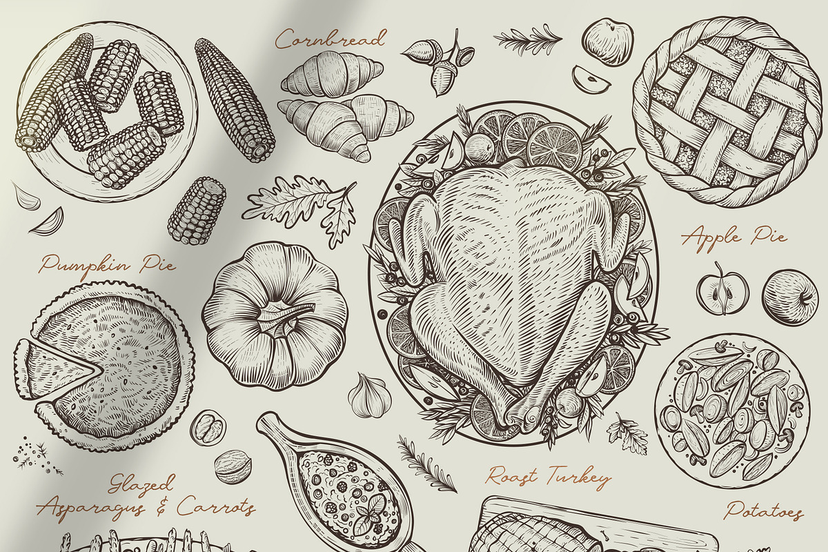 Thanksgiving dinner - Vector food, a Food Illustration by Aquatinta (Photo 2 of 7)