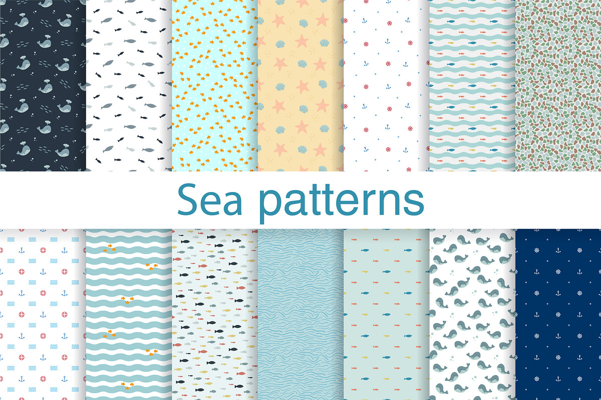 Sea Seamless Patterns, a Pattern Graphic by Plaid4You (Photo 1 of 9)