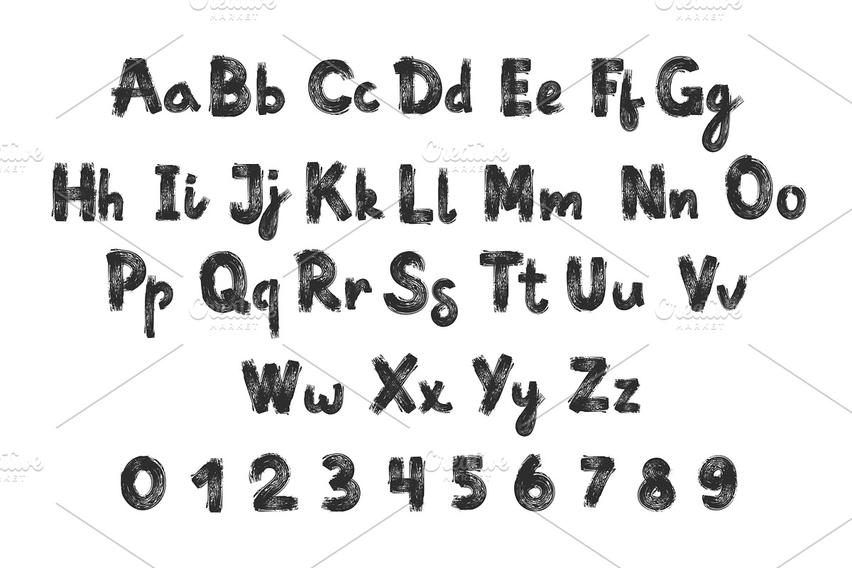 Grunge brush font. Hand drawn, an Object Illustration by winwin.art