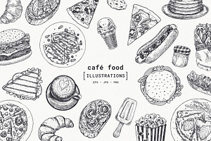 Cafe food illusrations