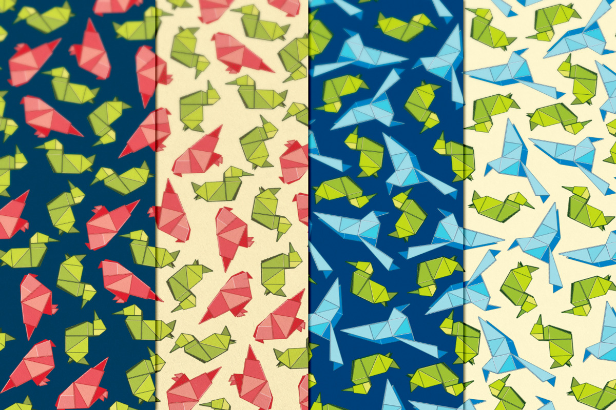 8 Digital Papers - Bird Origami preview 4