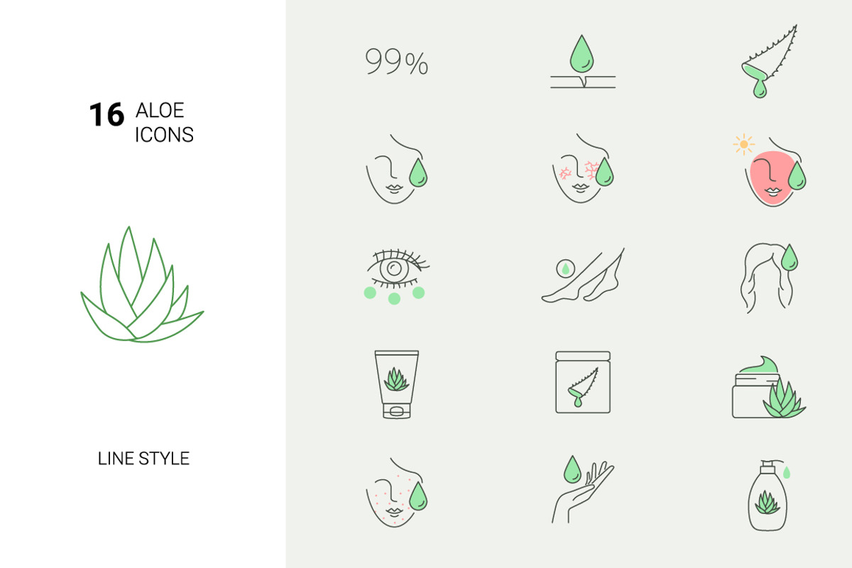 Aloe vera treatment icons, an Icon by mayrum (Photo 1 of 2)