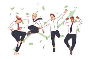 Happy business team rejoice in, an Object Illustration by YummyBuum
