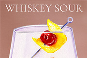 Whiskey Sour Watercolor Cocktail, a Food Illustration by Olexandra Mur (Thumbnail 2 of 3)