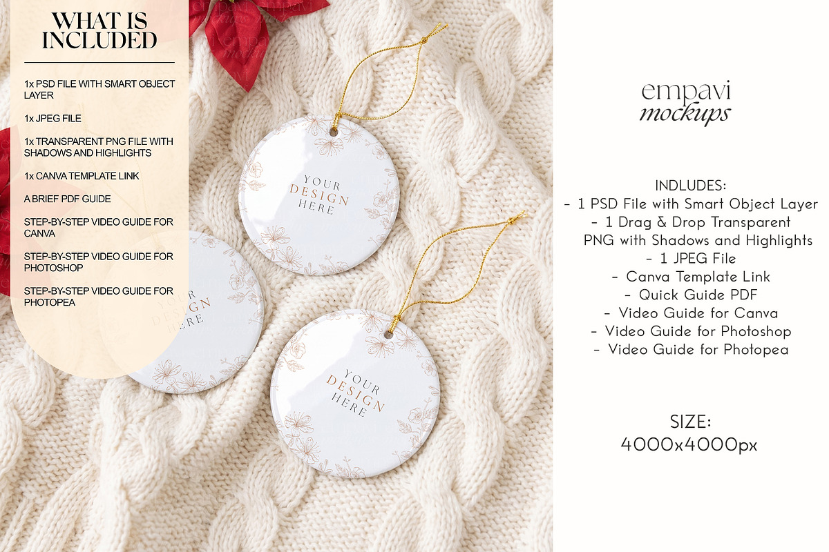 Ceramic Ornament Mockup Set of 3, a Household Mockup by EmpaviMockups (Photo 2 of 5)