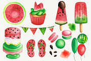 Watercolor Watermelon party clipart., a Food Illustration by NinaBrai (Thumbnail 2 of 5)
