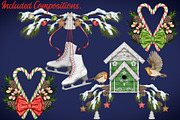 Christmas Robins watercolors, a Seasonal Illustration by Happy Sloth Graphics (Thumbnail 10 of 19)