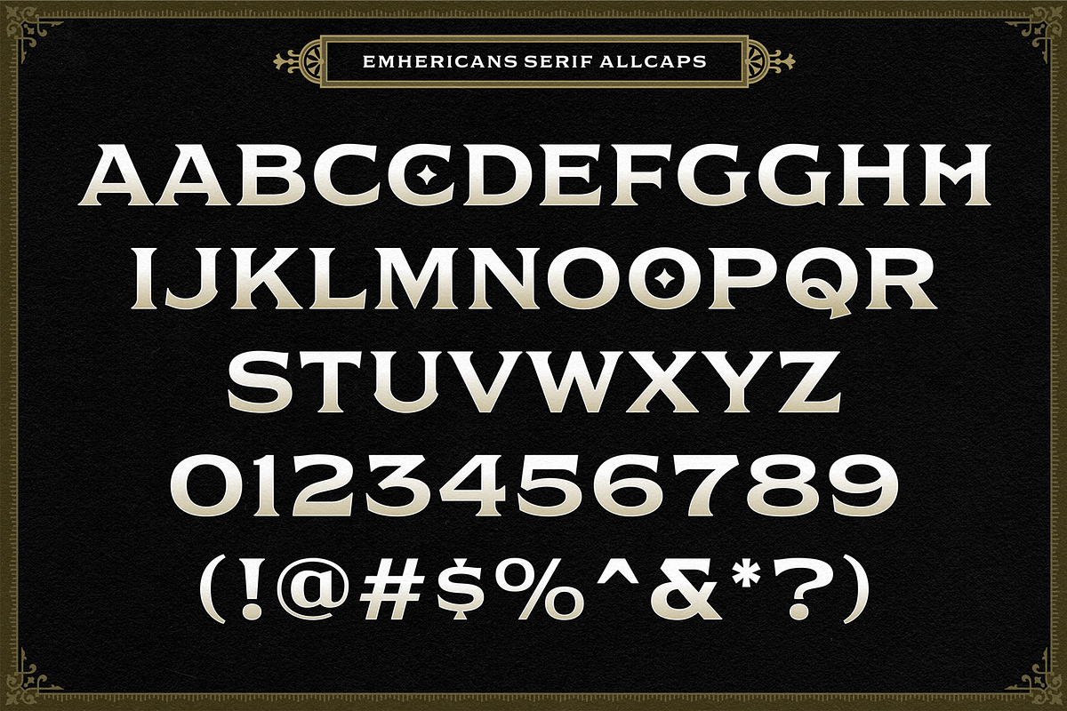 NS Emhericans + Extras, a Serif Font by Novisouldado (Photo 7 of 14)