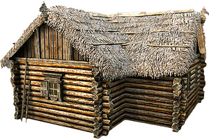 Wooden Thatch House T-Shaped