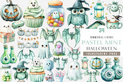 Pastel Mint Halloween Clipart, an Illustration by SinaCreation (Thumbnail 1 of 4)
