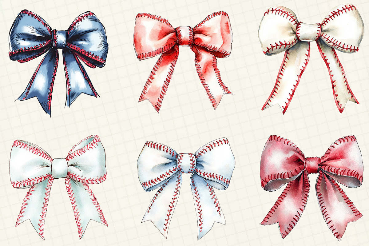 Baseball Coquette Bow Clipart, an Illustration by OK Design (Photo 3 of 5)