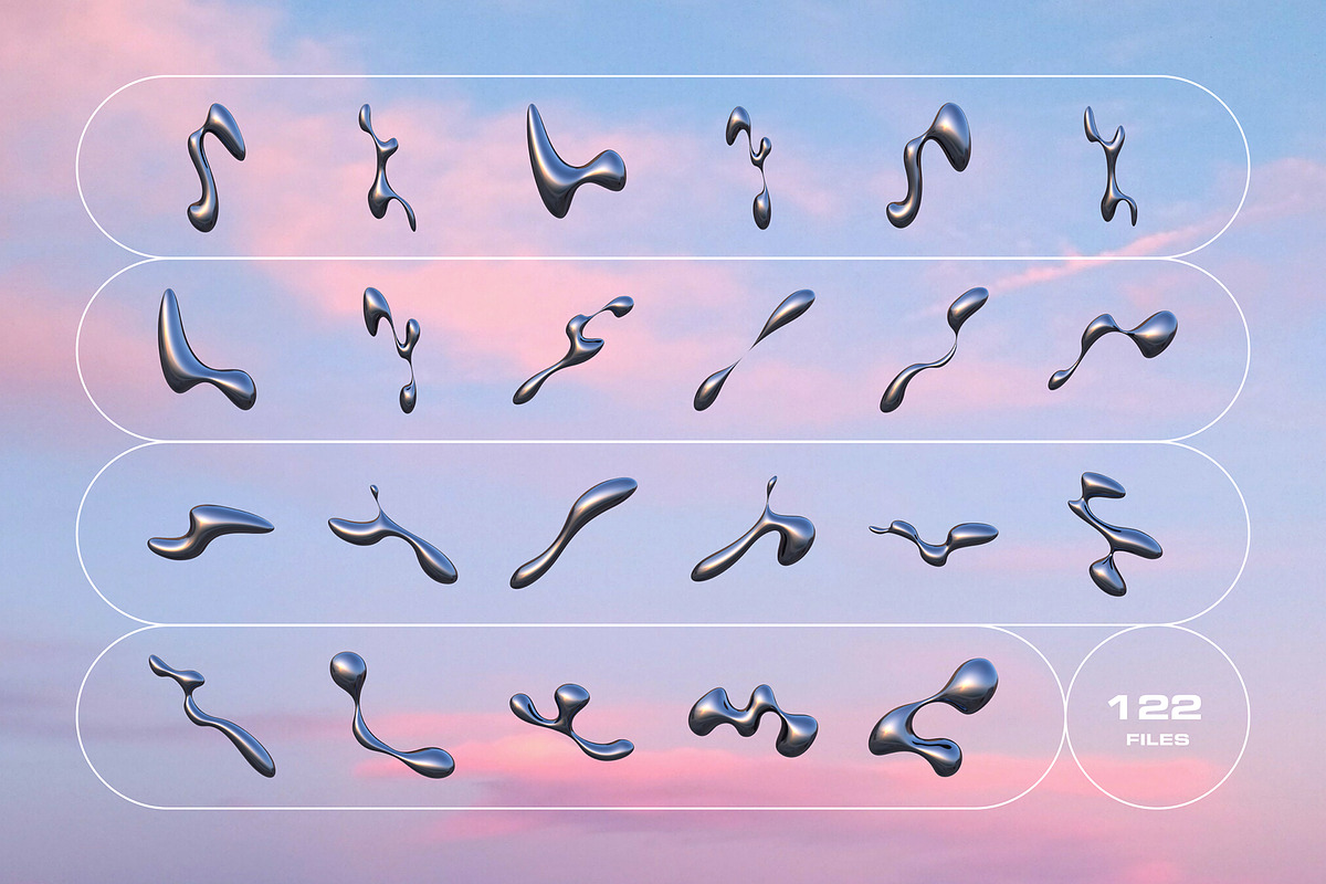 3D Liquid Metal - 122 illustrations, an Object Graphic by assetpro.design (Photo 5 of 10)