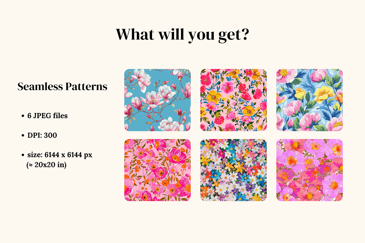 Colorful Floral Seamless Patterns, a Pattern Graphic by Ninterints (Photo 5 of 12)