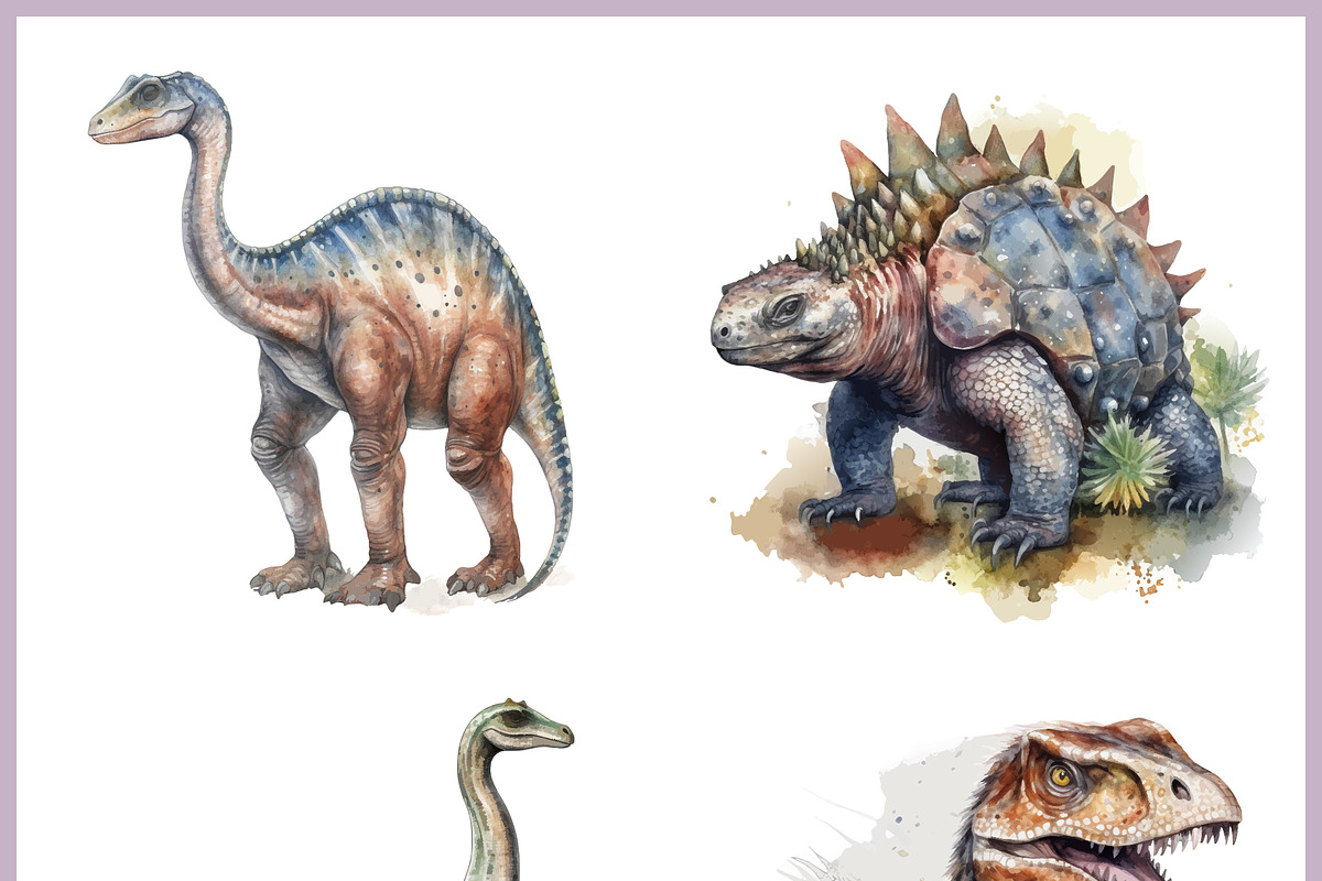 Dinosaurs SVG & PNG Clipart Bundle, an Animal Illustration by Digital Dreamscaping (Photo 4 of 8)