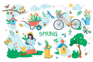 Spring Concept Isolated Elements Set