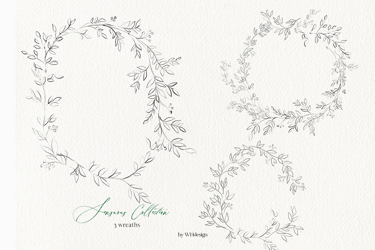 Sensuous Line Floral Crests Wreaths, an Illustration by whiteheartdesign (Photo 4 of 9)