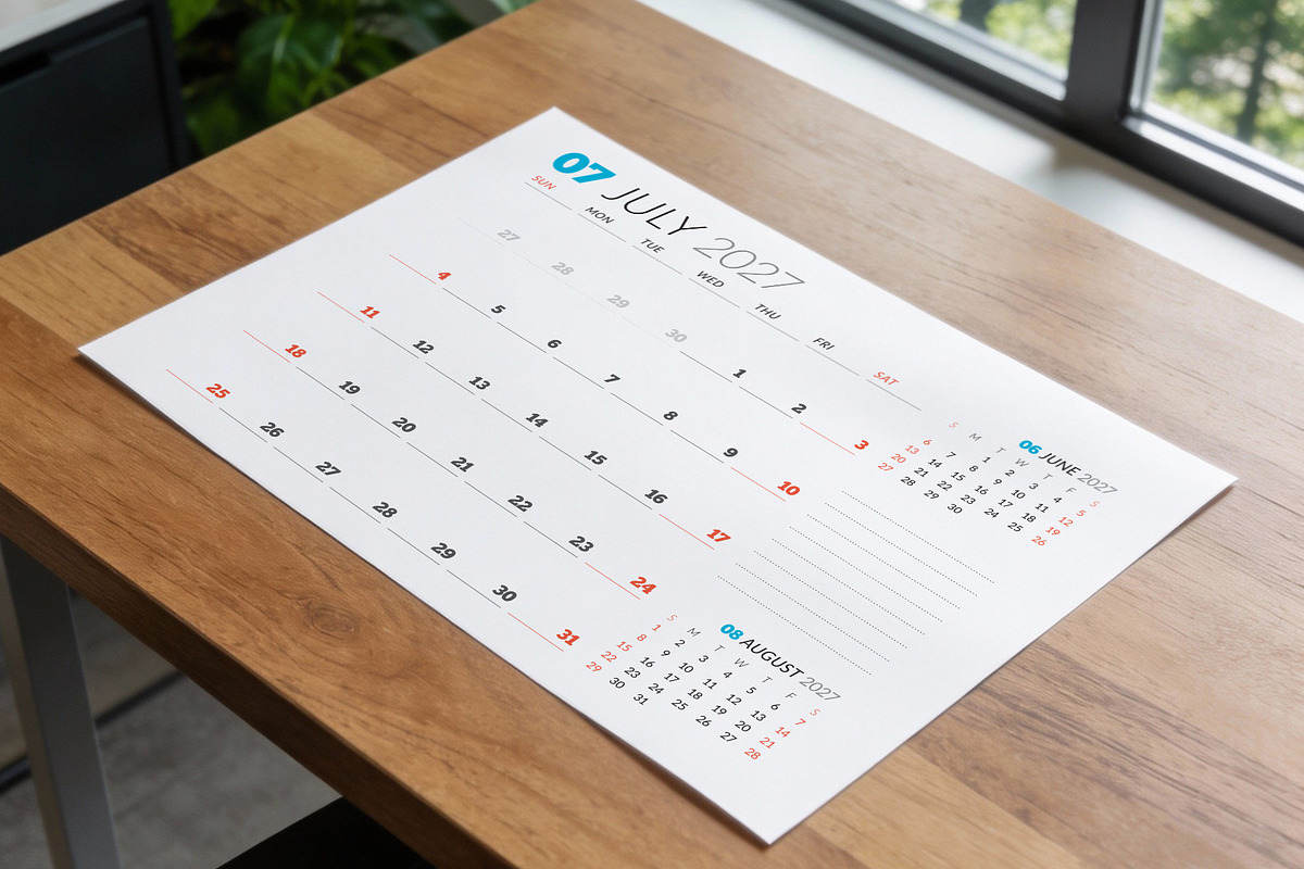 Wall Calendar 2027 (WC031-27-S), a Stationery Template by mikhailmorosin (Photo 7 of 7)