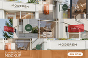 Sign & storefront logo mockup, an Advertising Mockup by Mockthethics. (Thumbnail 1 of 13)