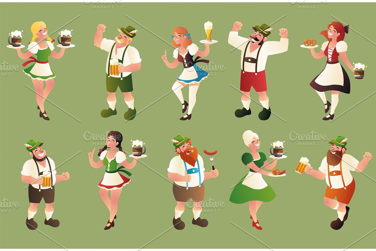 group of bavarian people, a Person Illustration by studiogstock