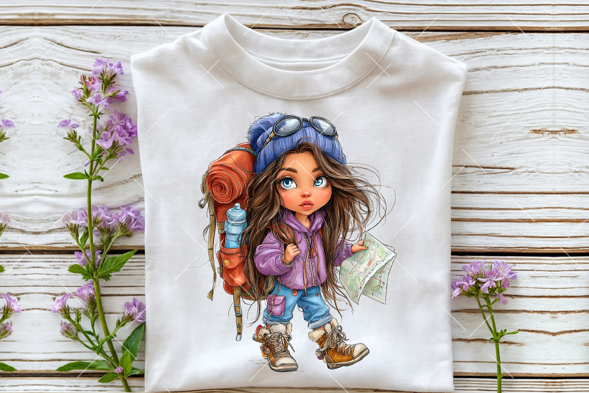 Whimsical Camping Girl Clipart PNG, an Illustration by OK Design (Photo 5 of 6)