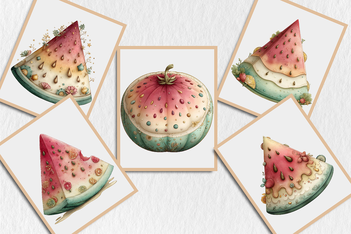 Whimsical Summer Watermelon Clipart, a Seasonal Illustration by Rose Art (Photo 6 of 6)