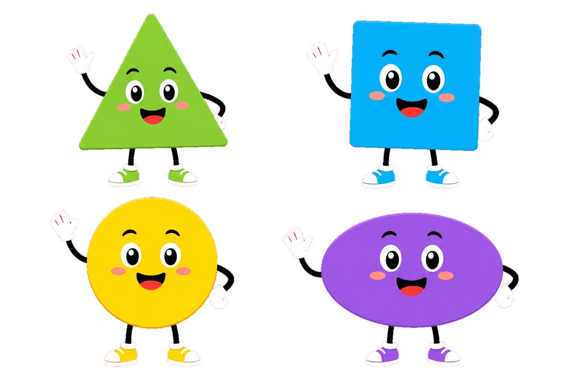Cute geometric shape characters set, an Object Illustration by ZinetroN (Photo 2 of 3)