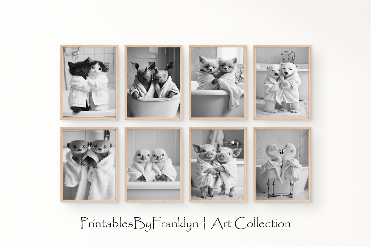 Funny and Cute Bathroom Art Bundle, an Animal Photo by PrintablesByFranklyn (Photo 8 of 10)