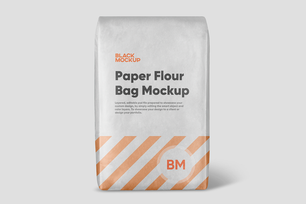 Paper Flour Bag Mockup, a Packaging Mockup by BlackMockup (Photo 7 of 12)