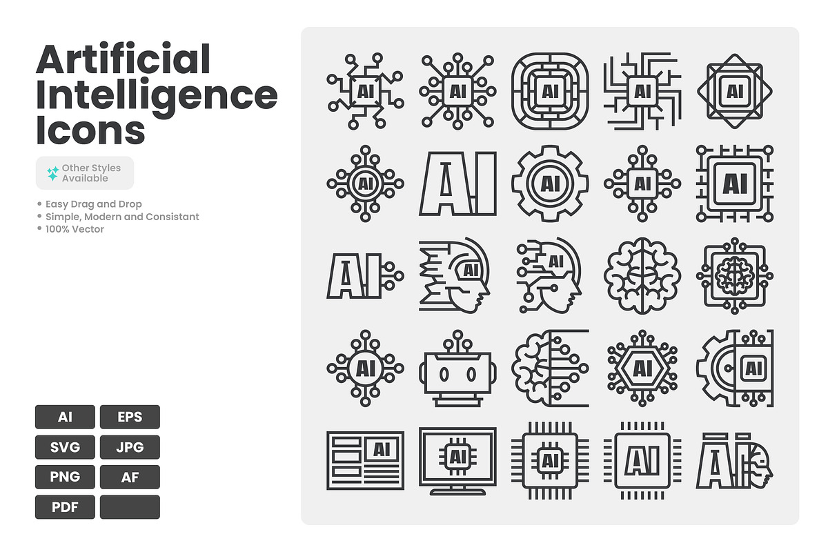 Artificial Intelligence Icons Pack, an Outline Icon by erifqizeicon (Photo 2 of 3)