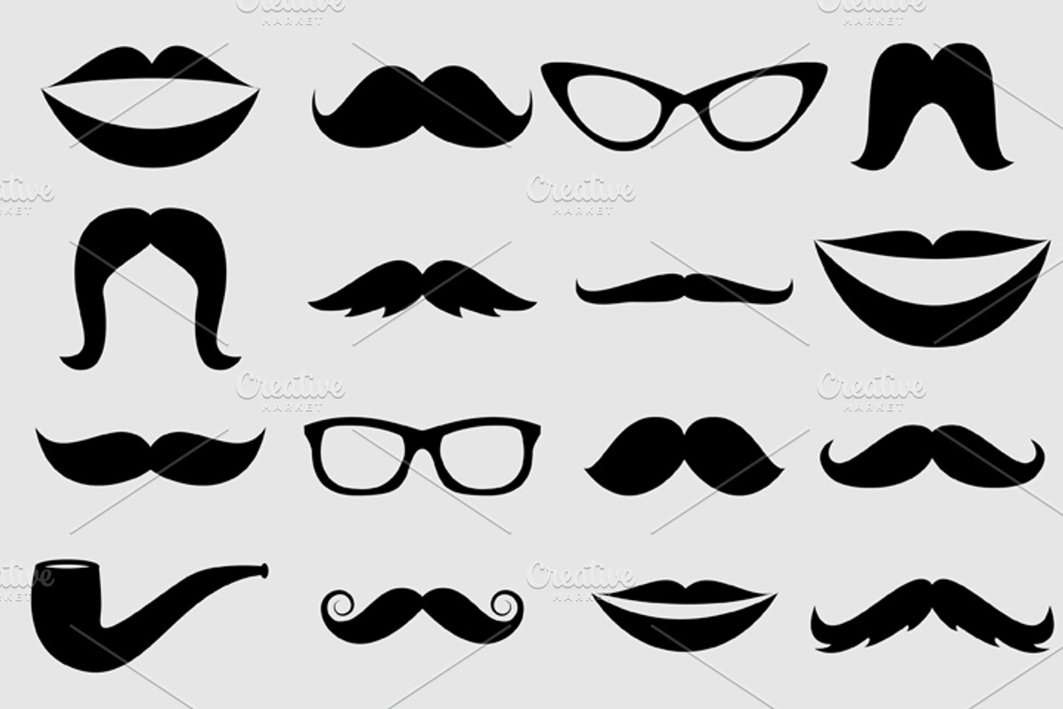 Mustache & Lips Vectors and Clipart, an Illustration by PinkPueblo (Photo 1 of 3)