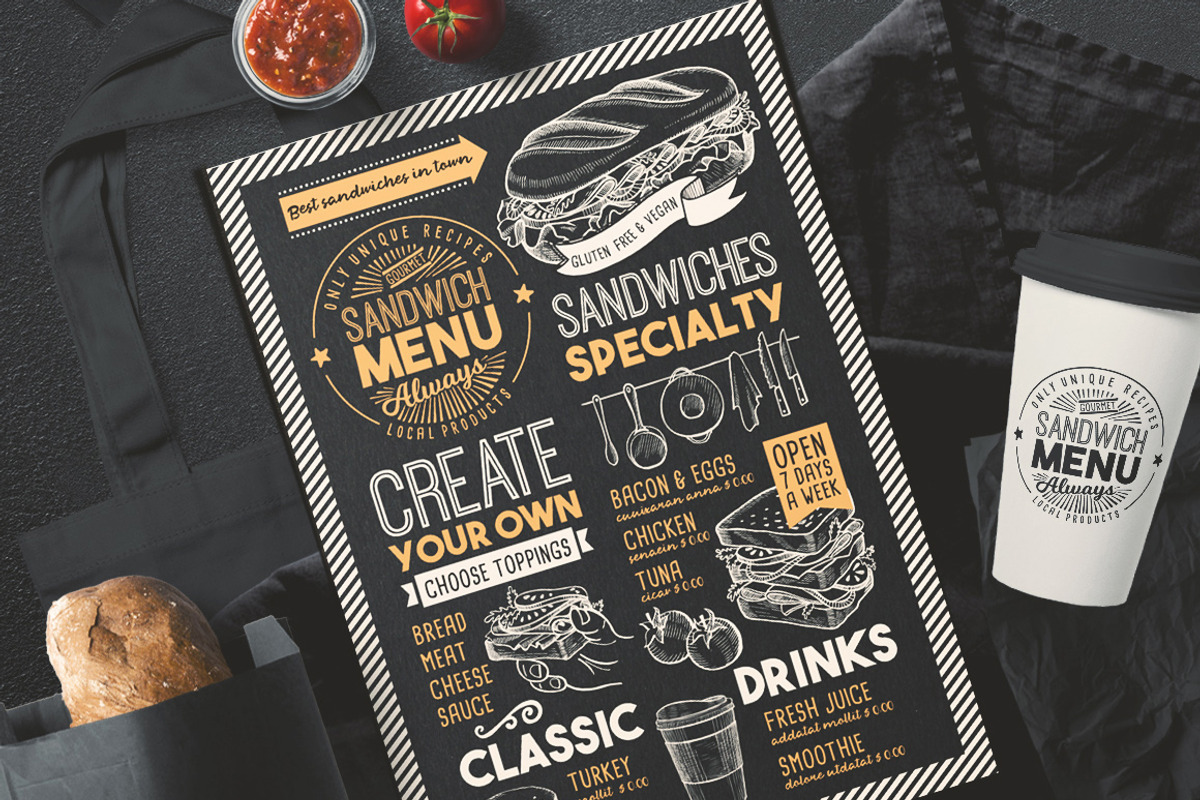 Bagels & Paninis hand-drawn graphic, a Food Illustration by BarcelonaShop (Photo 5 of 5)