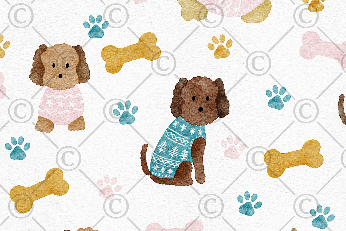 Dogs in Sweaters Seamless Pattern, a Pattern Graphic by Rebecca Flaherty (Photo 3 of 3)