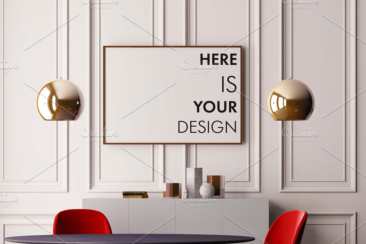 Mockup poster with a dining table, a Print Template by FilL239 (Photo 11 of 18)