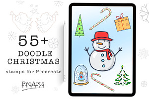 Doodle Christmas Brushes, Procreate.
