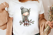 Cute Holly Girl Clipart Bundle, an Illustration by Canvas Craft (Thumbnail 6 of 7)