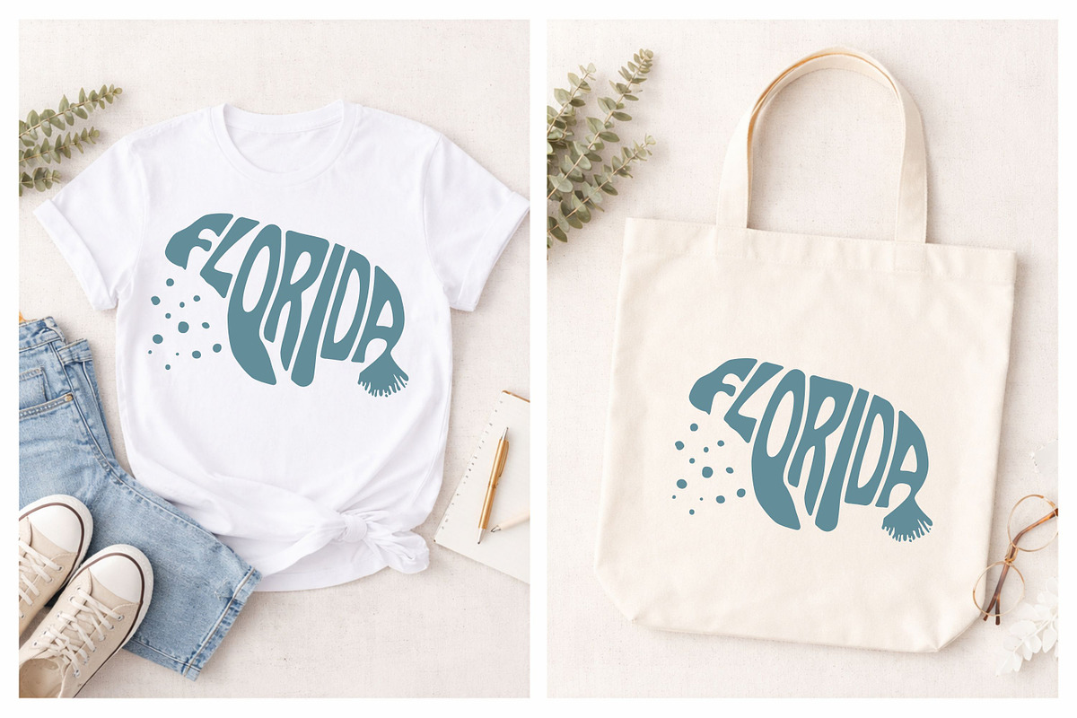 Florida SVG | Manatee Shape Word Art, an Object Graphic by DigitalDesignsLaura (Photo 4 of 4)