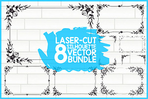 Flower Silhouette Frame Pack, an Illustration by Amazin_art