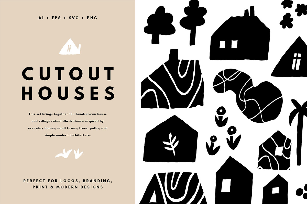 CUTOUT HOUSES | AI, PNG, EPS, SVG, an Object Illustration by Favete Art (Photo 1 of 16)