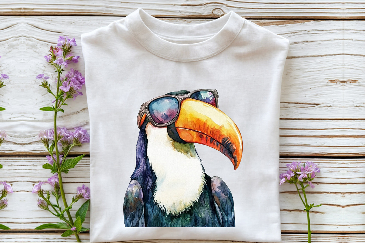 Grumpy Toucan Watercolor Clipart, an Illustration by Rose Art (Photo 3 of 7)