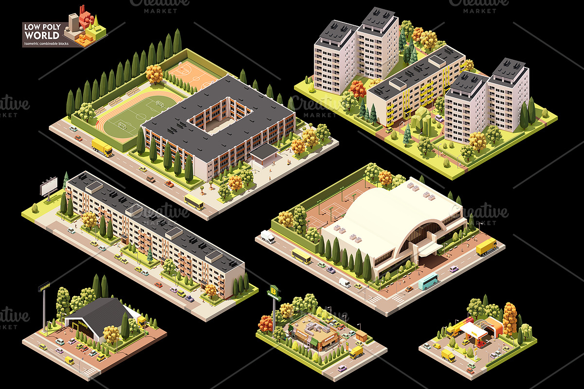 Vector isometric world map elements, an Object Illustration by tele52 (Photo 28 of 39)