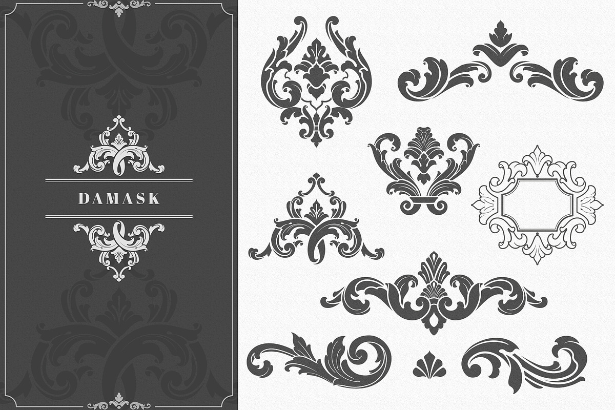 Vintage Damask Elements III, a Decorative Illustration by Solana (Photo 2 of 6)