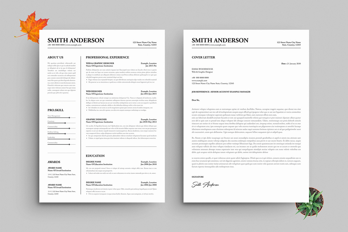 Minimal Resume CV | Canva | Word, a Resume Template by PixelStudio (Photo 2 of 5)