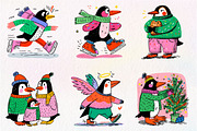 Hand-Drawn Christmas Penguin Clipart, an Illustration by Dream Creation (Thumbnail 3 of 7)