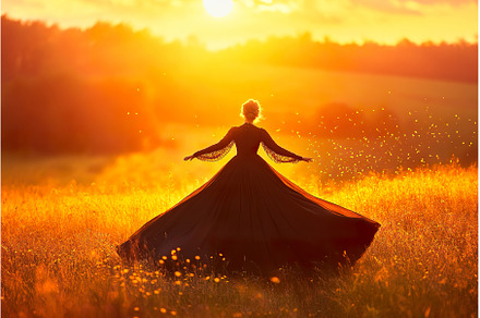 Woman in flowing dress dances in, a Person Photo by Lermont51