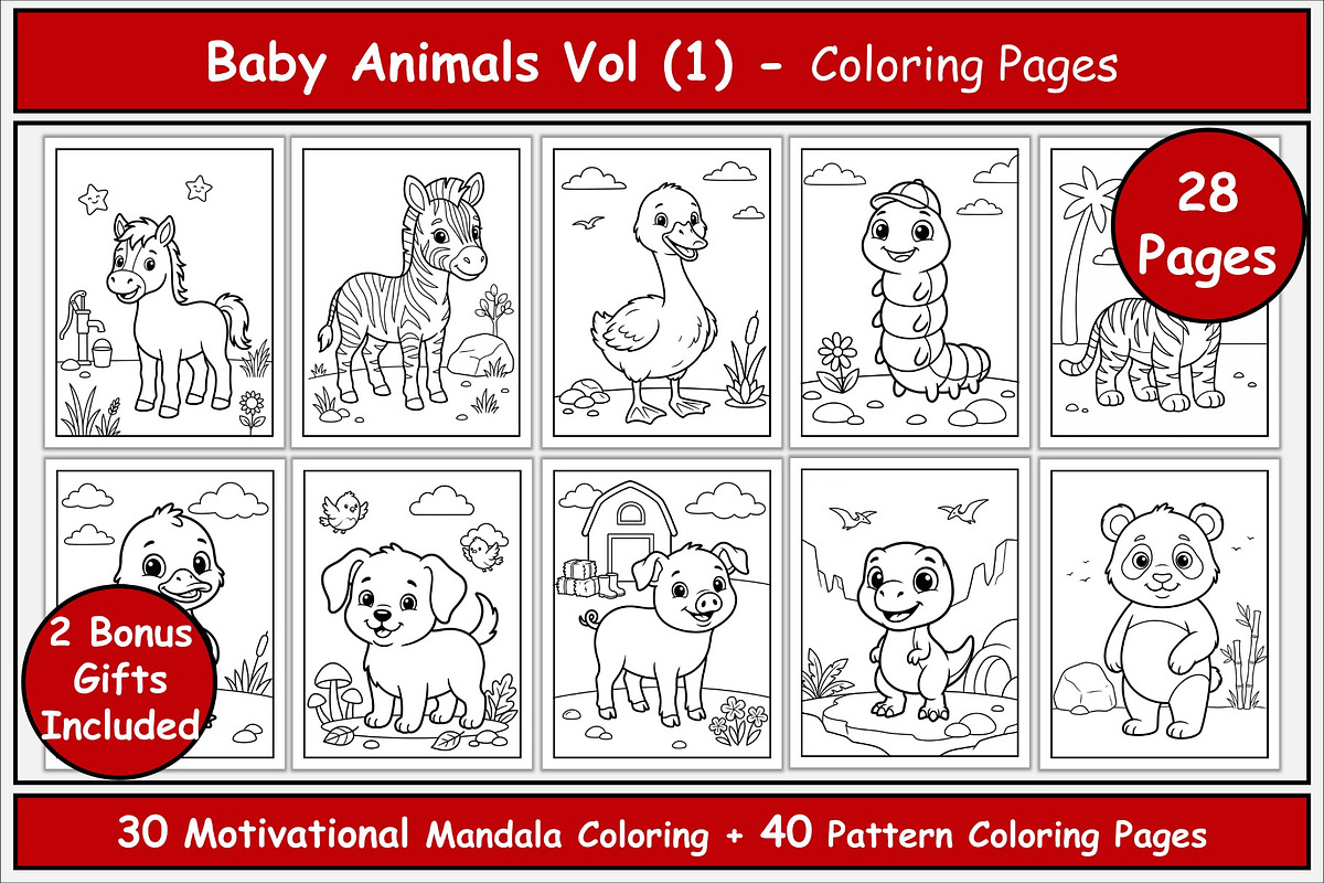 Baby Animals Coloring Pages, an Animal Illustration by Lamia Emad (Photo 1 of 5)