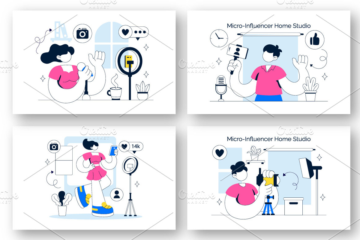 10 Micro Influencer Home Studio, a Person Illustration by denayunebgt (Photo 2 of 4)
