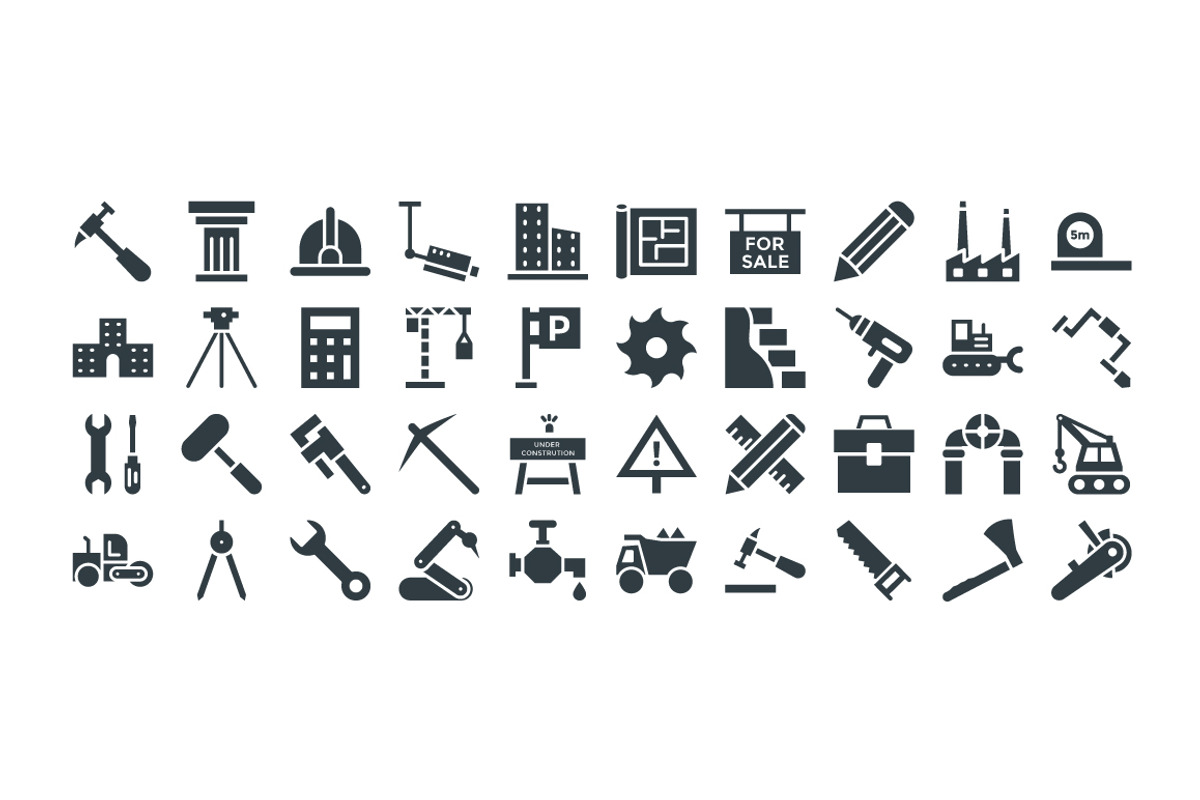 100+ Construction Vector Icons, a Solid Icon by Vectors Market