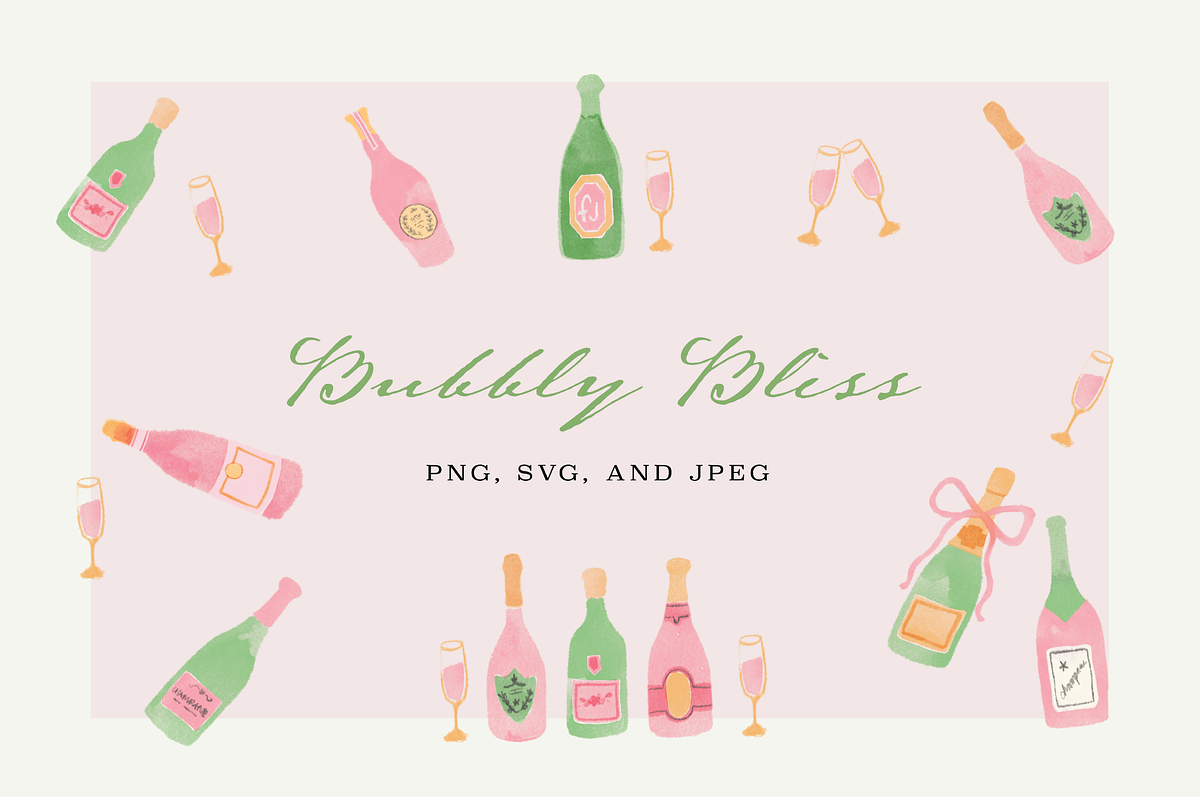 Champagne Clipart!, an Illustration by Jordyn Grace Design (Photo 1 of 4)