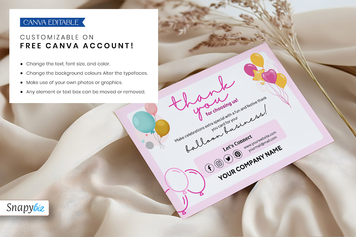 Balloon Business Thank You Card, a Card Template by Snapybiz (Photo 9 of 9)